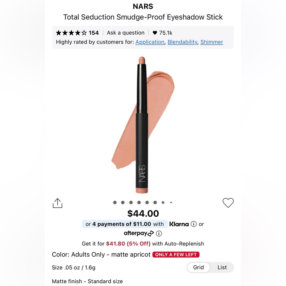 [MAKE UP] NARS Total Seduction Eyeshadow Stick Adults Only Matte Smudge-Proof - Picture 4 of 6